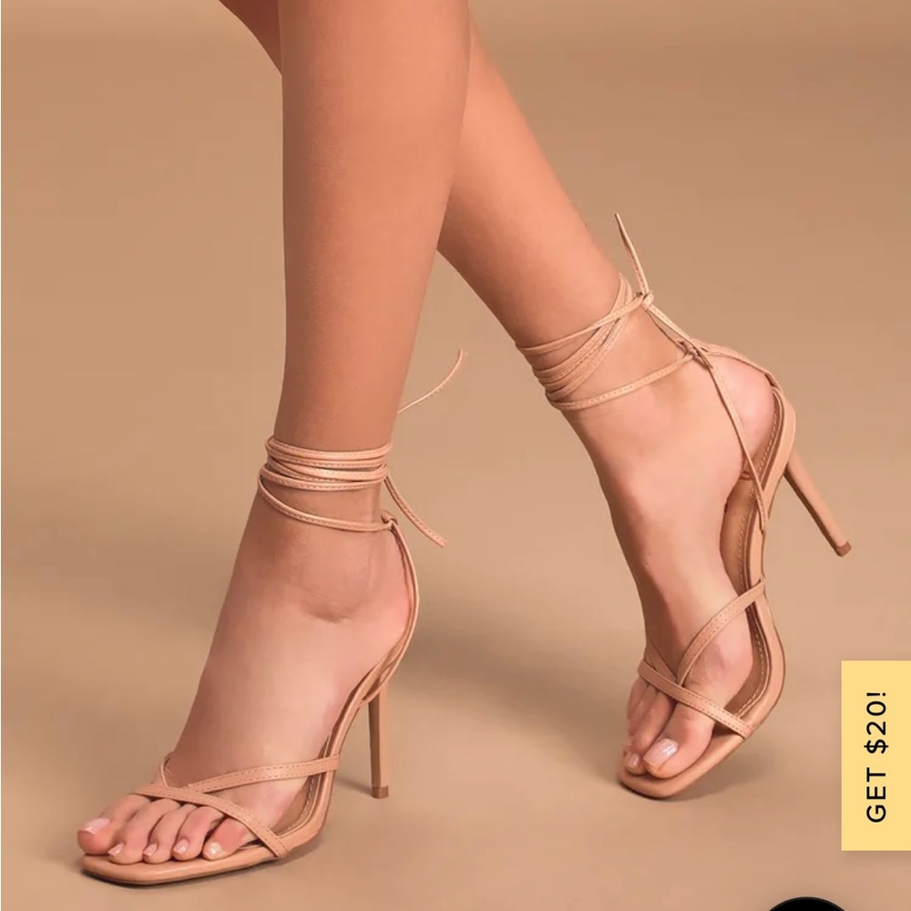 Lulus Size 8 Nude Heels with Straps